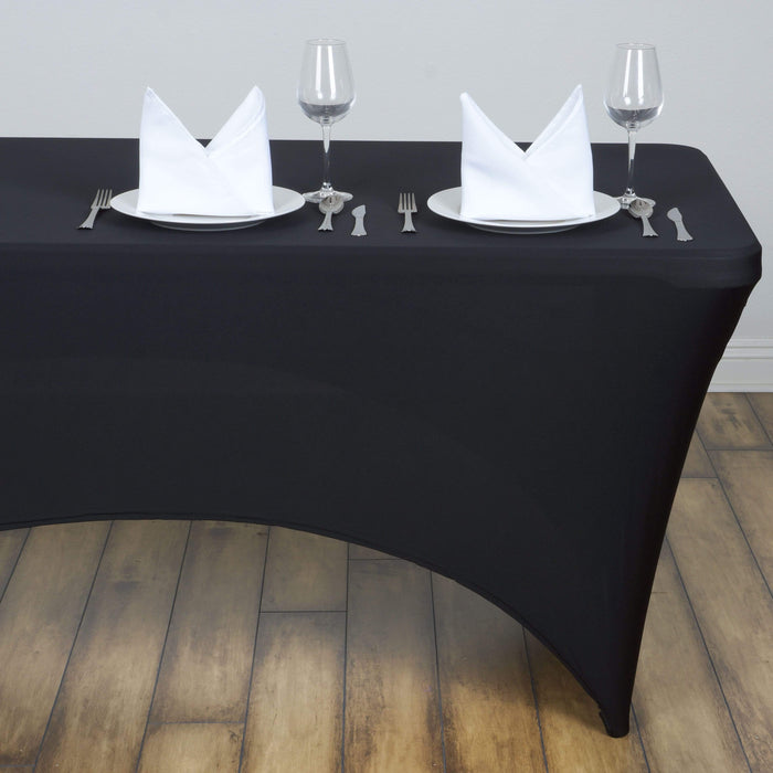 4 ft Black Rectangular Fitted Spandex Tablecloth TAB_REC_SPX4FT_BLK