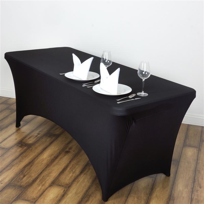 4 ft Black Rectangular Fitted Spandex Tablecloth TAB_REC_SPX4FT_BLK