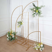 4 Half Moon Shape Metal Floral Display Frame Wedding Backdrop Stand Set - Gold IRON_STND13_SET_GOLD