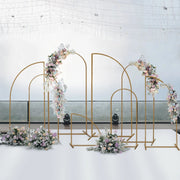 4 Half Moon Shape Metal Floral Display Frame Wedding Backdrop Stand Set - Gold IRON_STND13_SET_GOLD