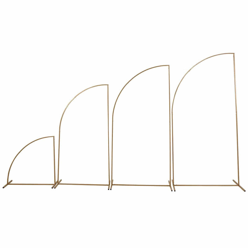 4 Half Moon Shape Metal Floral Display Frame Wedding Backdrop Stand Set - Gold IRON_STND13_SET_GOLD