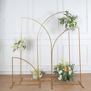 4 Half Moon Shape Metal Floral Display Frame Wedding Backdrop Stand Set - Gold IRON_STND13_SET_GOLD