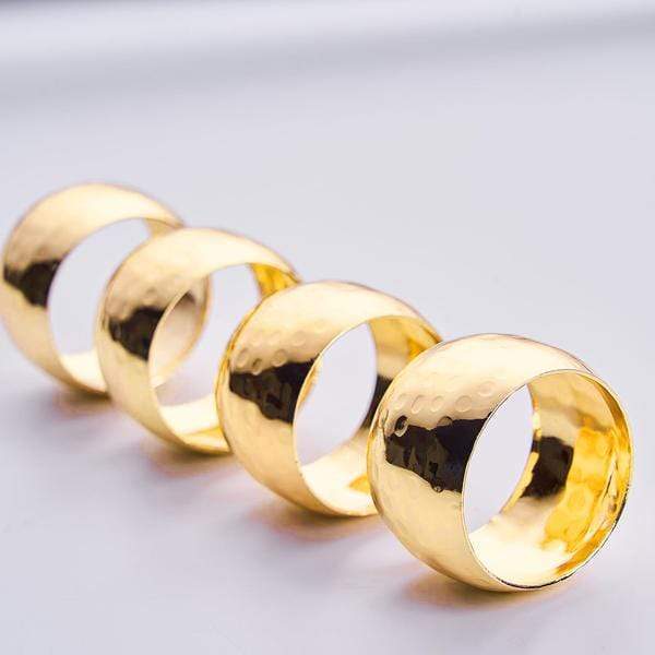 4 Hammered Napkin Rings Set