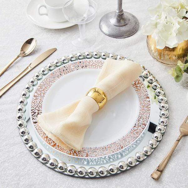 4 Hammered Napkin Rings Set