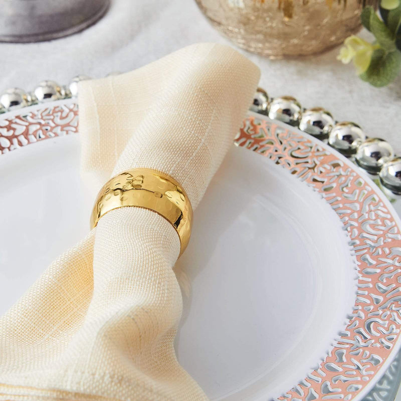 4 Hammered Napkin Rings Set
