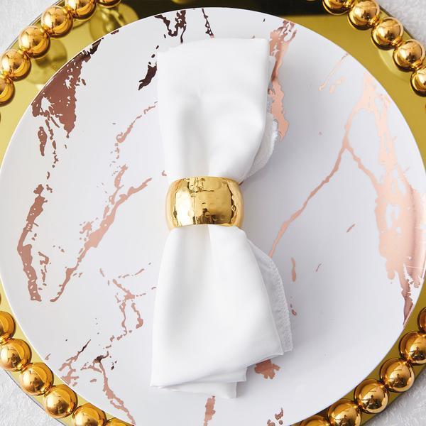 4 Hammered Napkin Rings Set