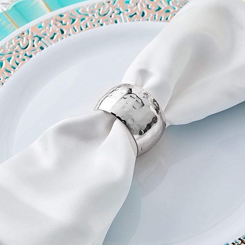 4 Hammered Napkin Rings Set