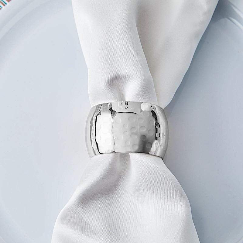 4 Hammered Napkin Rings Set