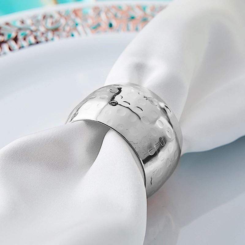 4 Hammered Napkin Rings Set