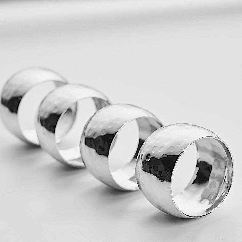 4 Hammered Napkin Rings Set