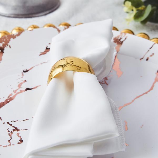 4 Hammered Napkin Rings Set