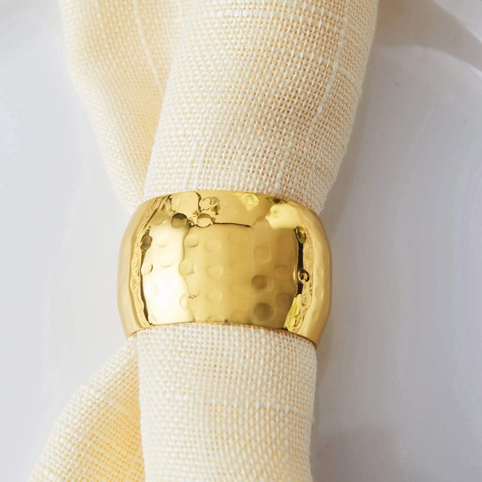 4 Hammered Napkin Rings Set