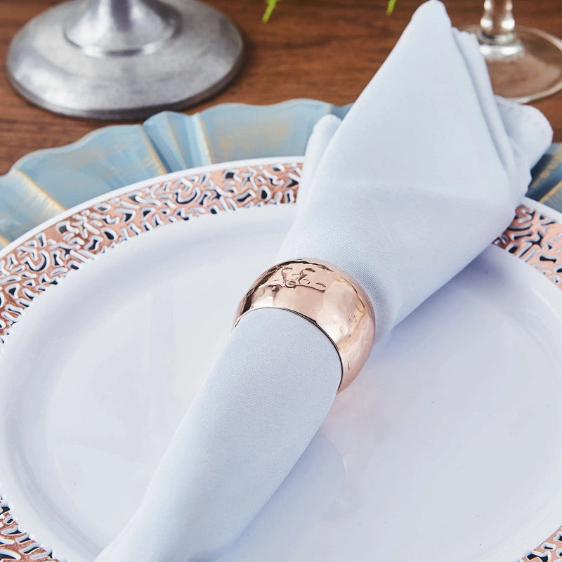 4 Hammered Napkin Rings Set