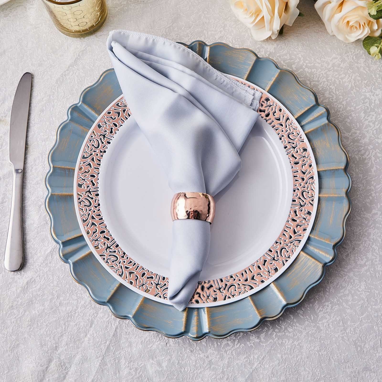 4 Hammered Napkin Rings Set
