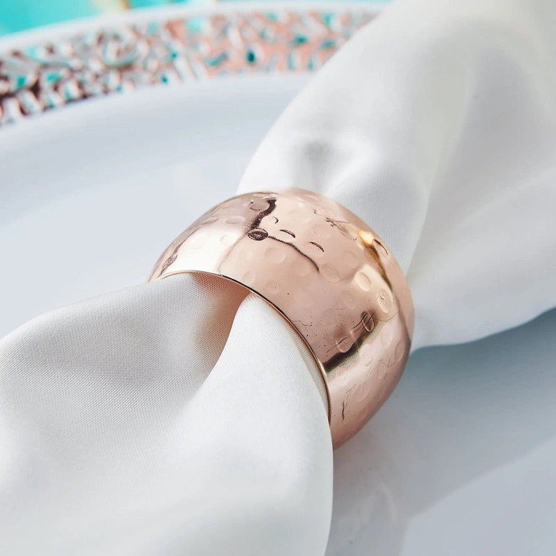 4 Hammered Napkin Rings Set