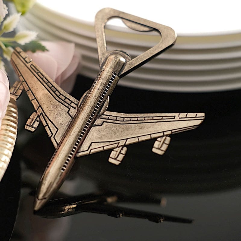 4" Metal Airplane Bottle Opener with Gift Box Wedding Favor - Antique Gold FAV_OPN_TRVL_GOLD