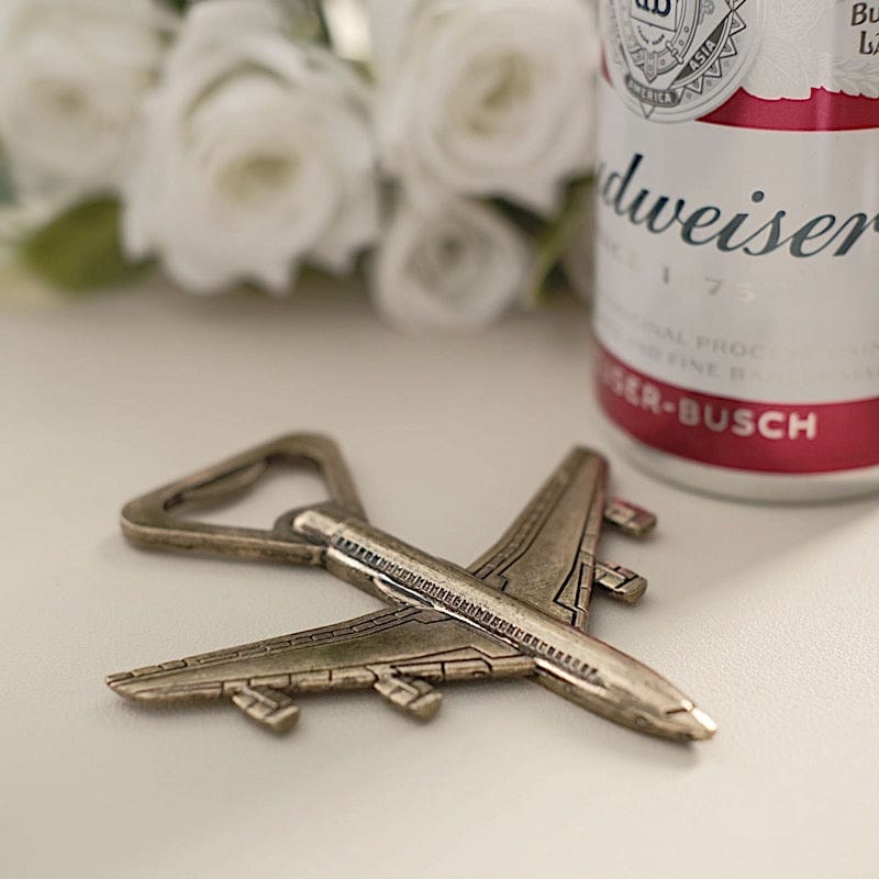 4" Metal Airplane Bottle Opener with Gift Box Wedding Favor - Antique Gold FAV_OPN_TRVL_GOLD