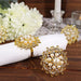 4 Metal Flower Napkin Rings with Faux Pearls and Rhinestones