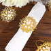 4 Metal Flower Napkin Rings with Faux Pearls and Rhinestones