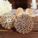 4 Metal Flower Napkin Rings with Rhinestones