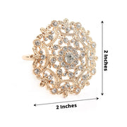 4 Metal Flower Napkin Rings with Rhinestones