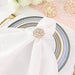 4 Metal Rose Flower Napkin Rings with Rhinestones - Gold NAP_RING33_GOLD