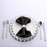 4 Metallic Napkin Rings with Geometric Engraved Design