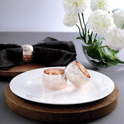 4 Metallic Napkin Rings with Geometric Engraved Design