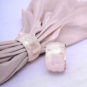 4 Metallic Napkin Rings with Geometric Engraved Design