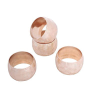 4 Metallic Napkin Rings with Geometric Engraved Design