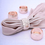 4 Metallic Napkin Rings with Geometric Engraved Design