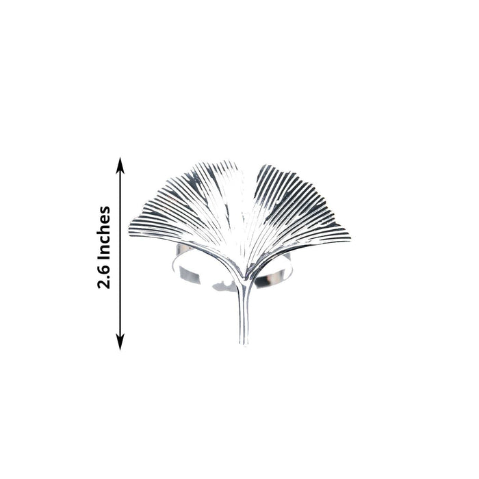 4 Metallic Napkin Rings with Gingko Leaf Design