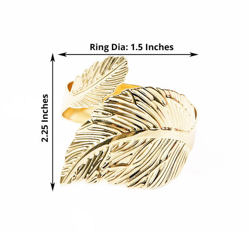 4 Metallic Napkin Rings with Ornate Leaf Design NAP_RING20_GOLD