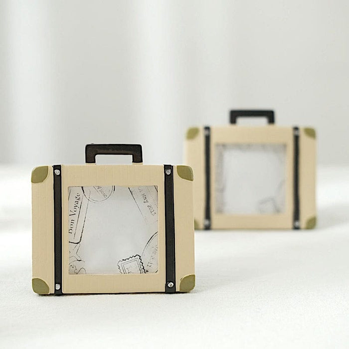 4 Mini 3" Picture Frames Travel Suitcase Design Wedding Favors - Natural FAV_FRM_004_NAT