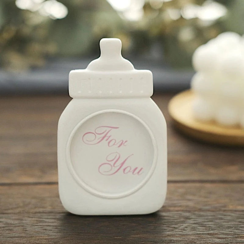 4 Mini 4" Picture Frames Feeding Bottle Baby Shower Favors - White with Pink FAV_FRM_B001_WHT
