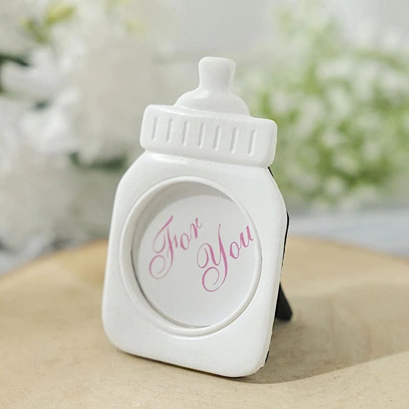 4 Mini 4" Picture Frames Feeding Bottle Baby Shower Favors - White with Pink FAV_FRM_B001_WHT
