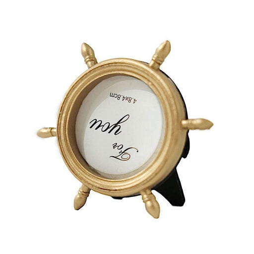 4 Mini Ship Wheel 3.5" Round Picture Frames Wedding Favors - Gold FAV_FRM_001_GOLD