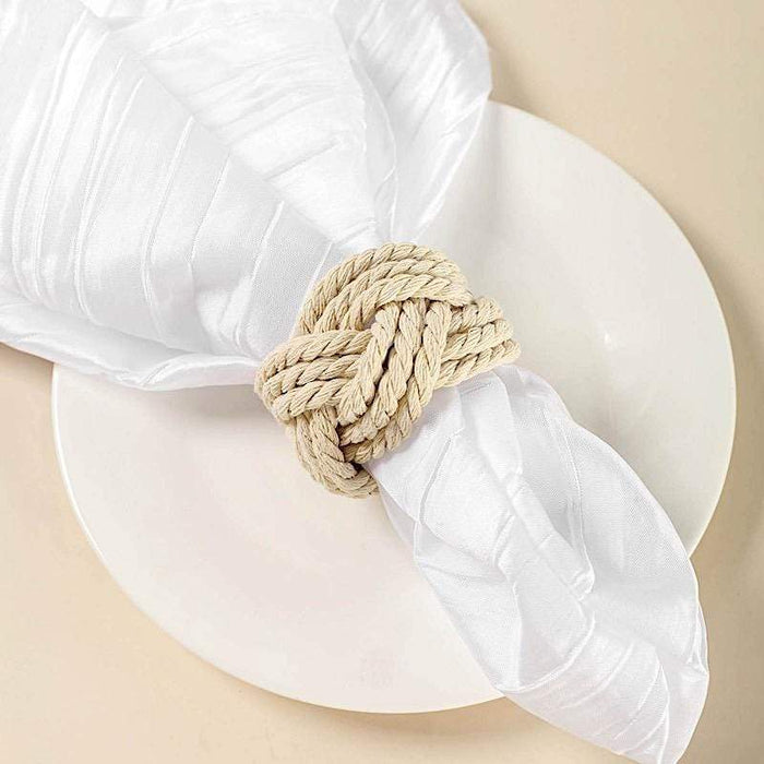 4 Natural Braided Jute Burlap Napkin Rings