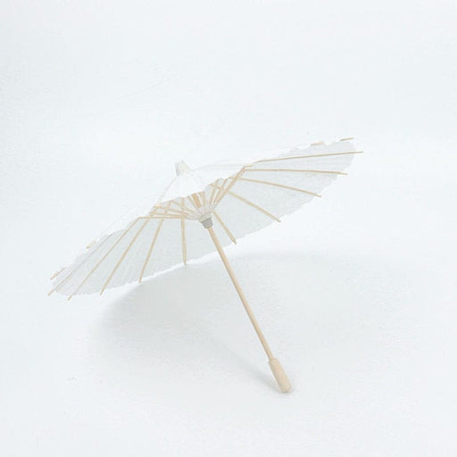 4 Paper Umbrellas 16" Decorative Parasol Wedding Favors - White and Natural UMB_PAP01_16_WHT