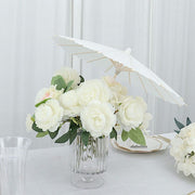 4 Paper Umbrellas 16" Decorative Parasol Wedding Favors - White and Natural UMB_PAP01_16_WHT