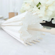 4 Paper Umbrellas 16" Decorative Parasol Wedding Favors - White and Natural UMB_PAP01_16_WHT