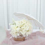 4 Paper Umbrellas 16" Decorative Parasol Wedding Favors - White and Natural UMB_PAP01_16_WHT