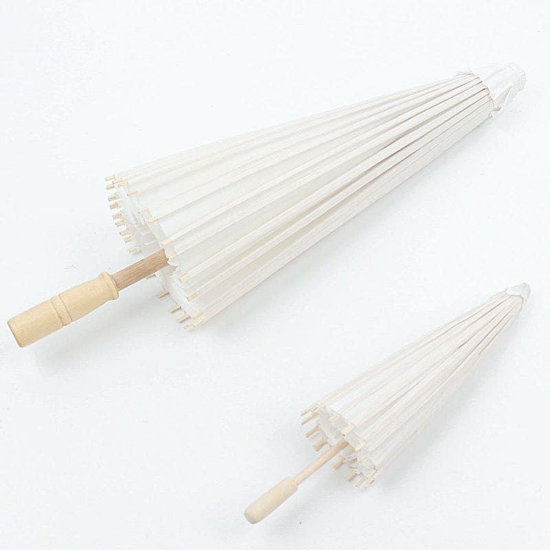4 Paper Umbrellas 16" Decorative Parasol Wedding Favors - White and Natural UMB_PAP01_16_WHT