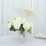 4 Paper Umbrellas 16" Decorative Parasol Wedding Favors - White and Natural UMB_PAP01_16_WHT