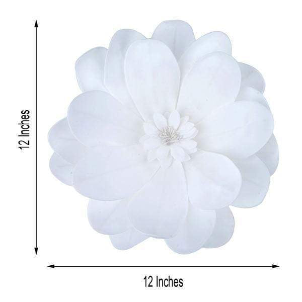 4 pcs 12" wide Artificial Dahlia Flowers for Wall Backdrop - White FOAM_FLO004_12_WHT