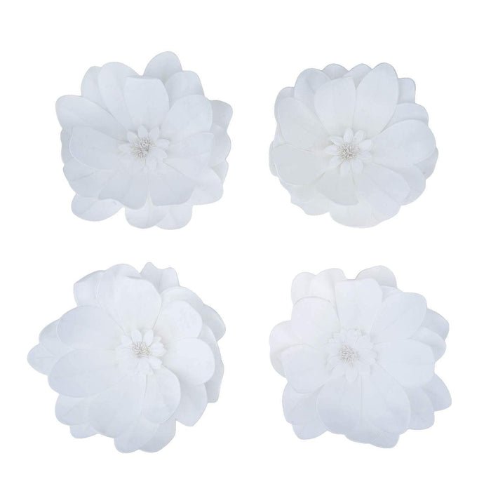 4 pcs 12" wide Artificial Dahlia Flowers for Wall Backdrop - White FOAM_FLO004_12_WHT
