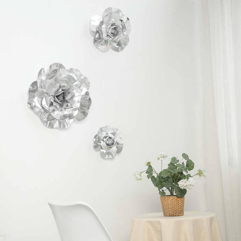 4 pcs 12" wide Artificial Large Roses Flowers for Wall Backdrop