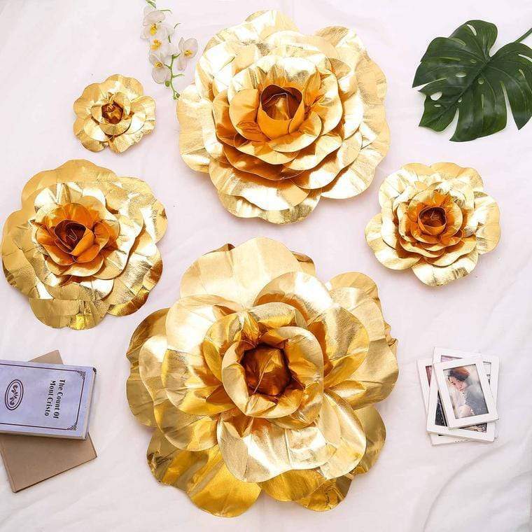 4 pcs 12" wide Artificial Large Roses Flowers for Wall Backdrop