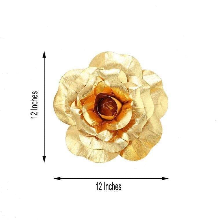 4 pcs 12" wide Artificial Large Roses Flowers for Wall Backdrop