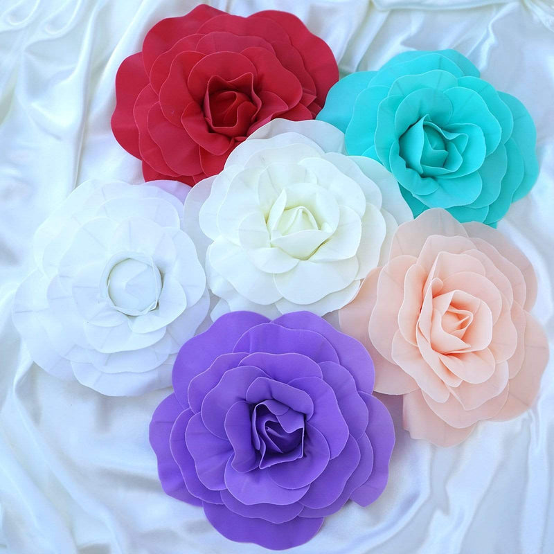 4 pcs 12" wide Artificial Large Roses Flowers for Wall Backdrop